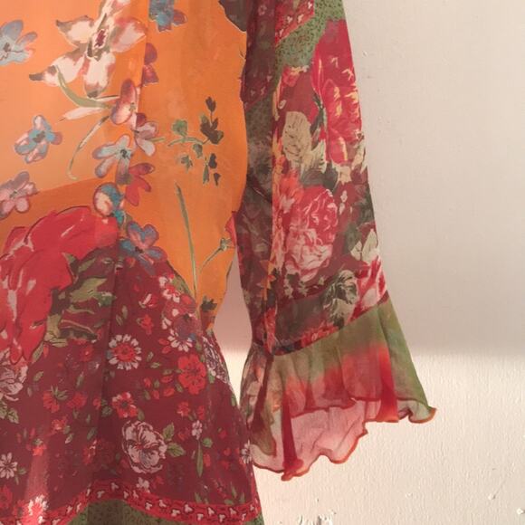 Coldwater Creek Floral Pure Silk Blouse. M - Picture 4 of 4